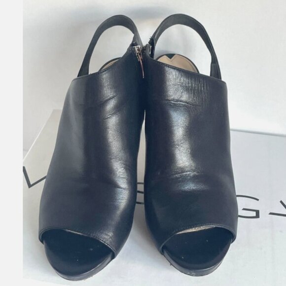 Via Spiga Nariah Open Toe Platform Heel Womens 8 Black Leather Pump - Picture 9 of 13